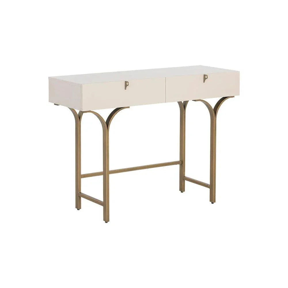 Celine Console Table Cream Antique Brass Legs - LOOMLAN - SUNPAN - Console Tables
