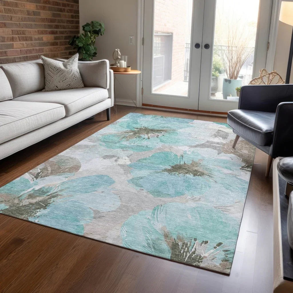 Celuve Teal Washable Indoor - Outdoor Rug - LOOMLAN - LOOMLAN Rugs - Outdoor Rugs