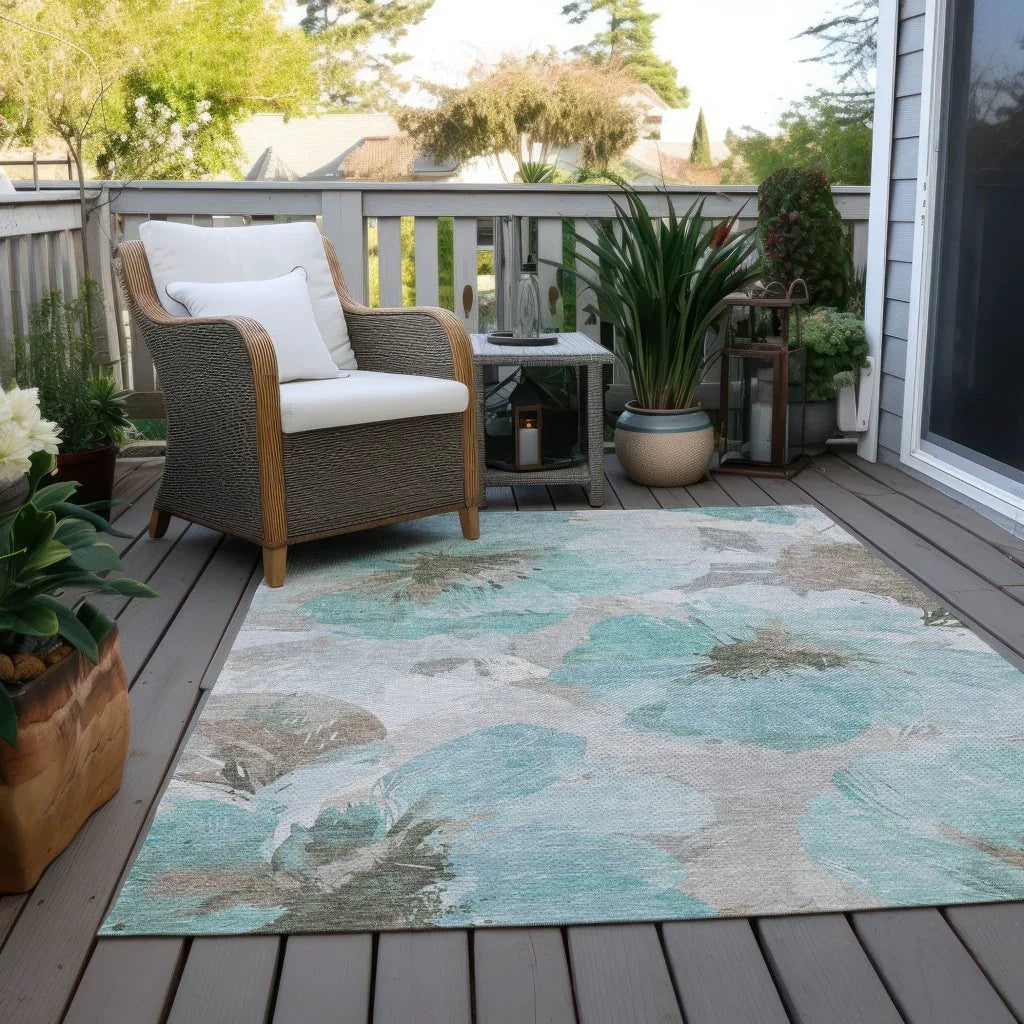 Celuve Teal Washable Indoor - Outdoor Rug - LOOMLAN - LOOMLAN Rugs - Outdoor Rugs