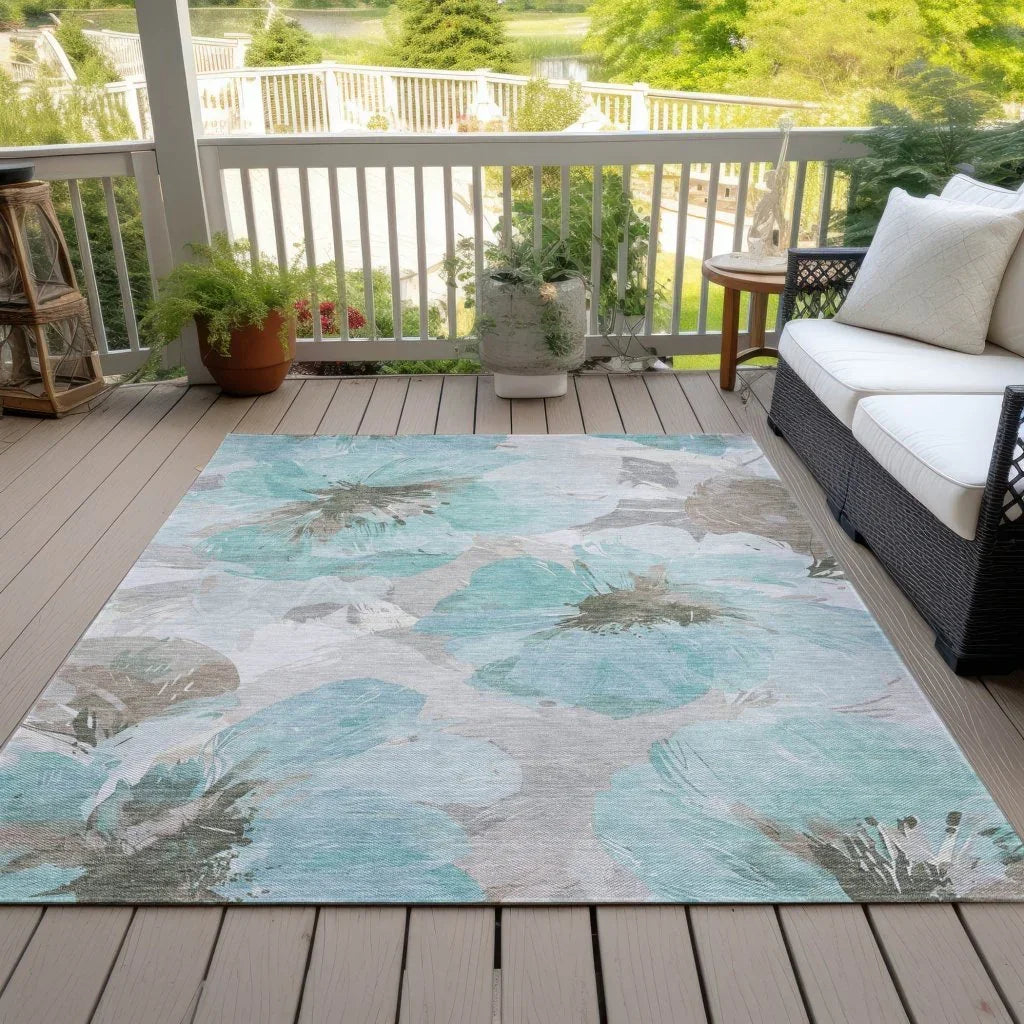Celuve Teal Washable Indoor - Outdoor Rug - LOOMLAN - LOOMLAN Rugs - Outdoor Rugs