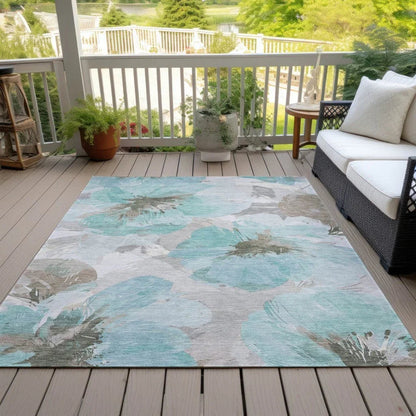 Celuve Teal Washable Indoor - Outdoor Rug - LOOMLAN - LOOMLAN Rugs - Outdoor Rugs