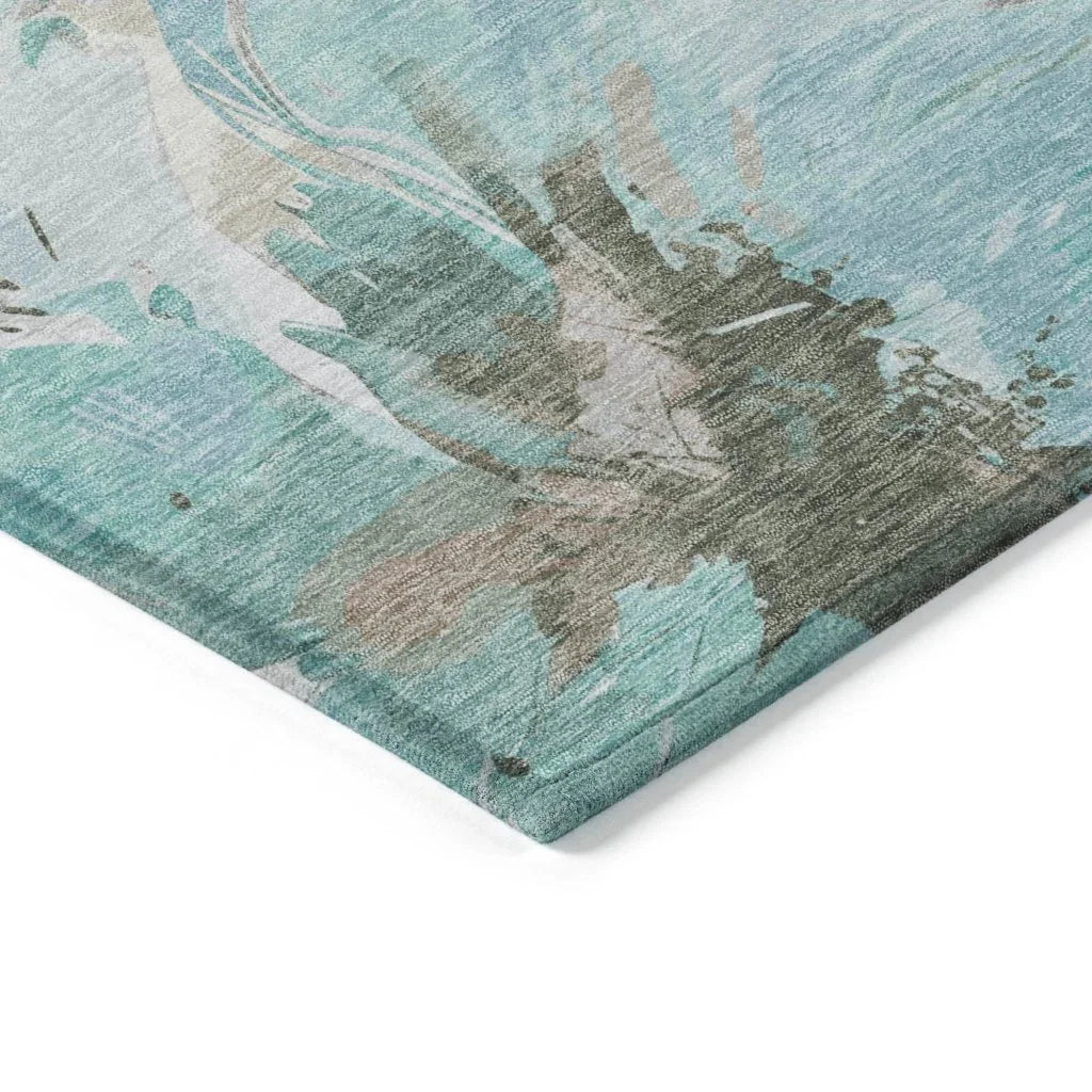 Celuve Teal Washable Indoor - Outdoor Rug - LOOMLAN - LOOMLAN Rugs - Outdoor Rugs