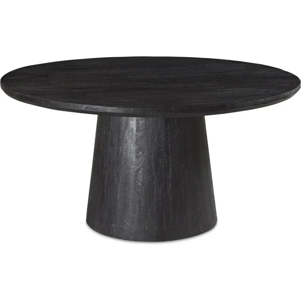 Cember Solid Wood Black Round Dining Table-Dining Tables-Moe's Home-LOOMLAN