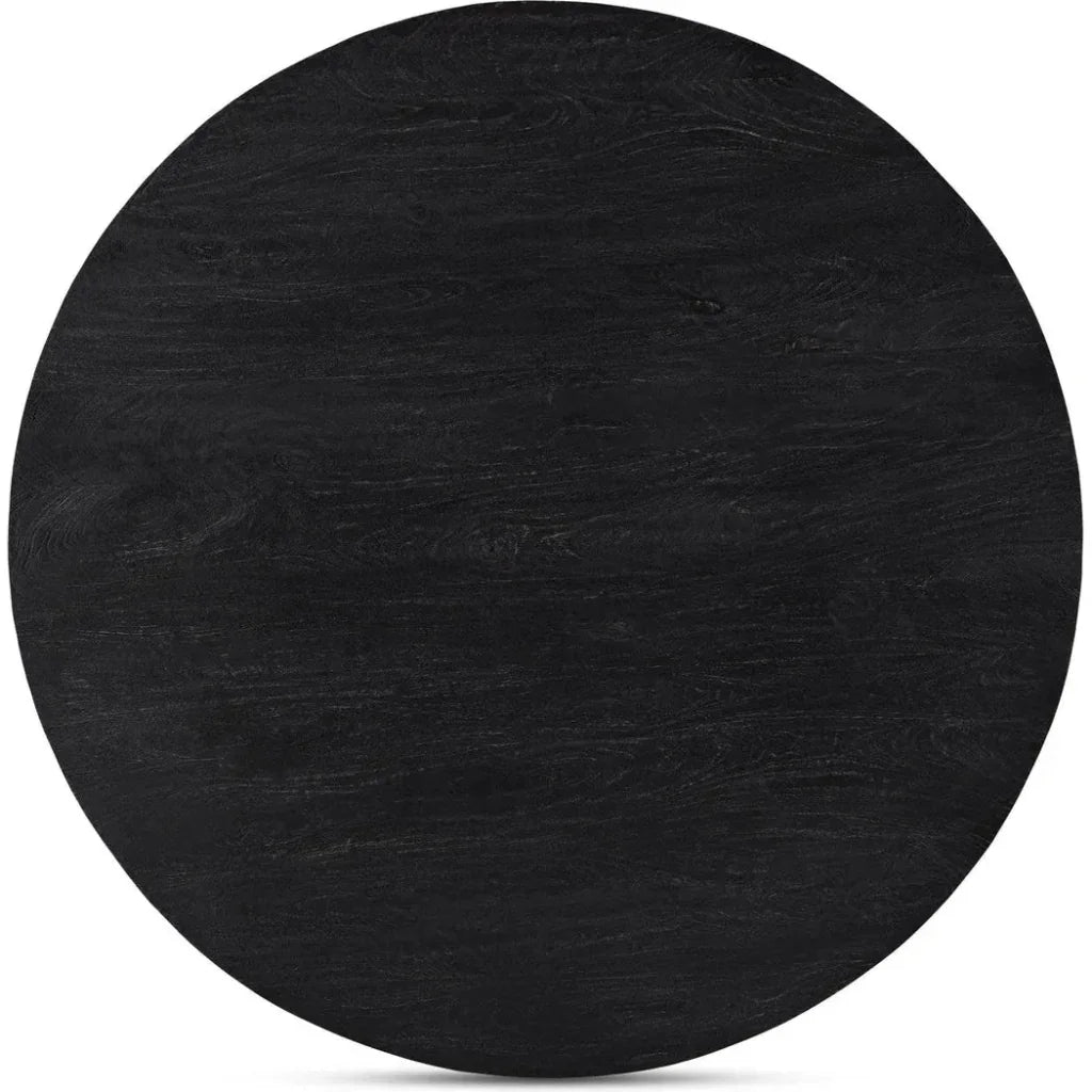 Cember Solid Wood Black Round Dining Table-Dining Tables-Moe's Home-LOOMLAN