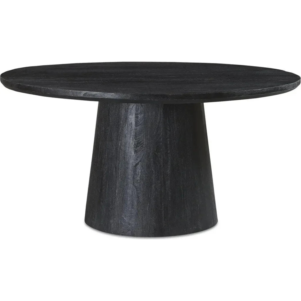 Cember Solid Wood Black Round Dining Table-Dining Tables-Moe's Home-LOOMLAN