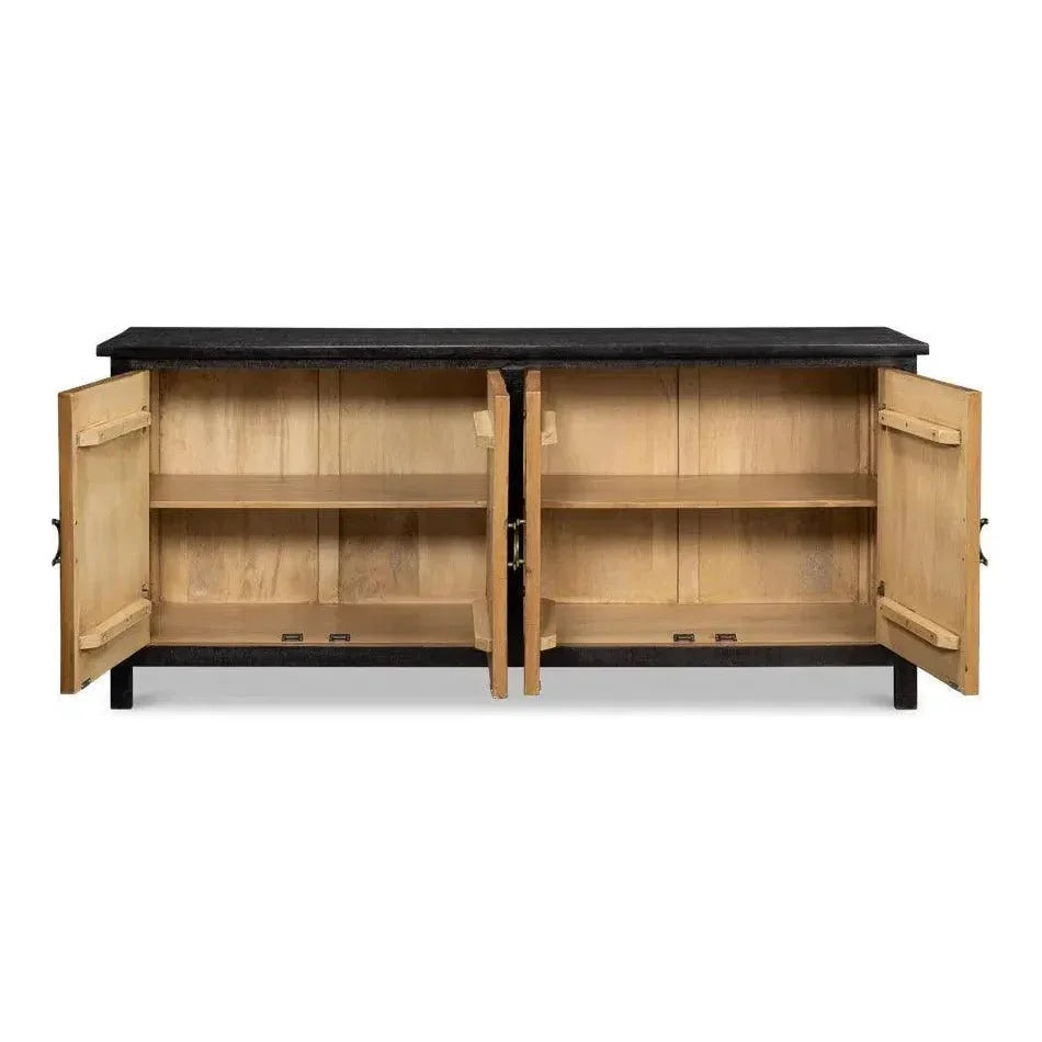 Centrum Four Door Sideboard Black Finish - LOOMLAN - Sarreid - Sideboards