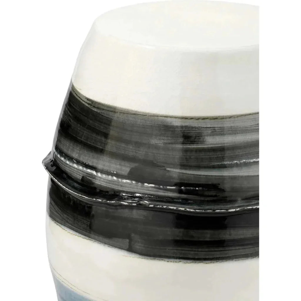Ceramic Horizon Striped Mid Century Side Table - LOOMLAN - Jamie Young - Side Tables