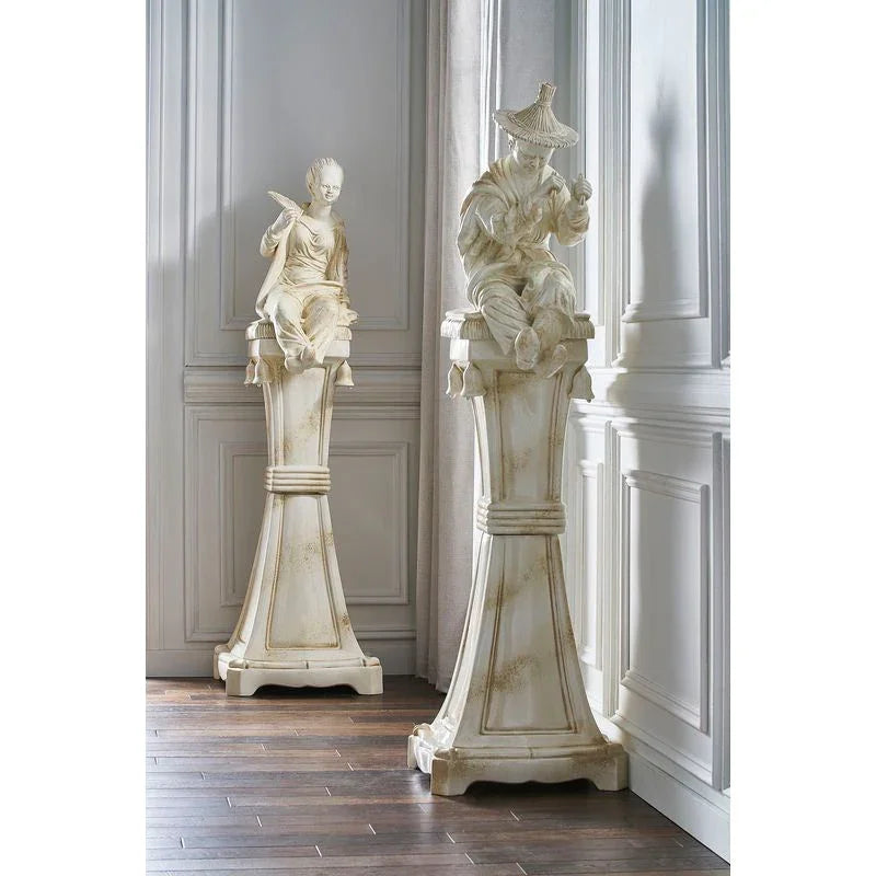Ceramic Made Chinoiserie Human Sculpture - LOOMLAN - Chelsea House - Statues & Sculptures