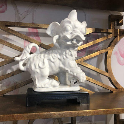 Ceramic Made White Chinese Dogs Sculpture (Pr) - LOOMLAN - Chelsea House - Statues & Sculptures