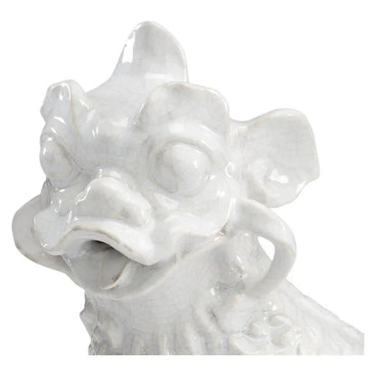 Ceramic Made White Chinese Dogs Sculpture (Pr) - LOOMLAN - Chelsea House - Statues & Sculptures
