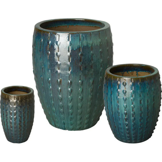 Ceramic Tall Stud Round Planter - LOOMLAN - Planters