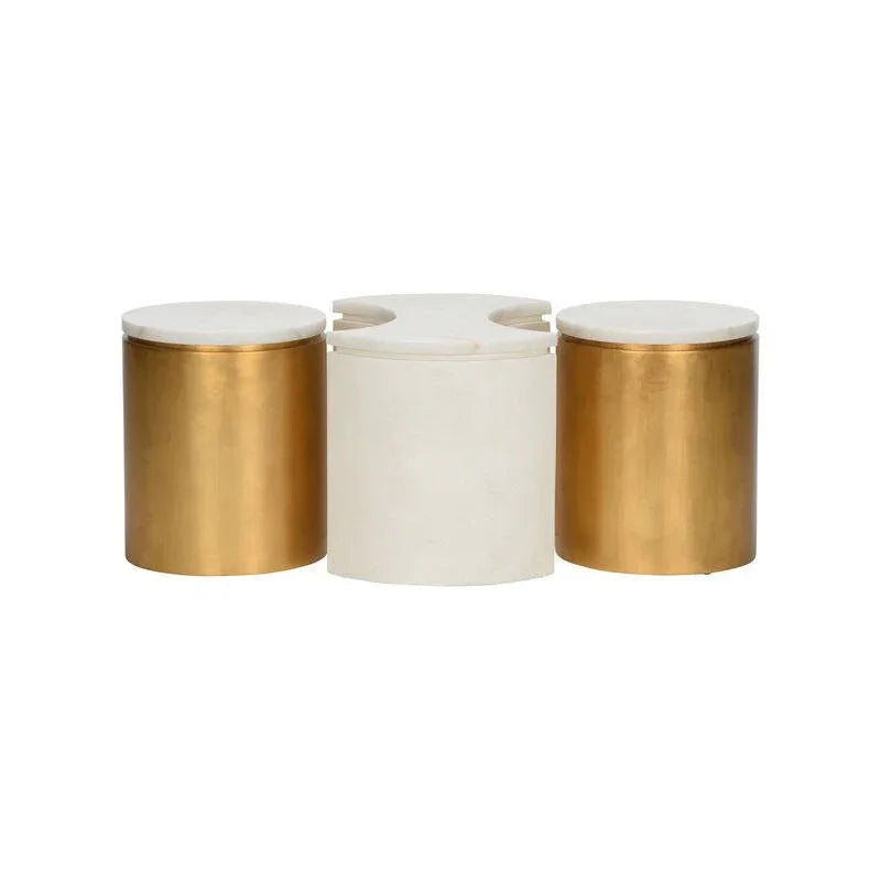 Chain Marble Top Barrel Shaped Table Set - LOOMLAN - Chelsea House - Coffee Tables
