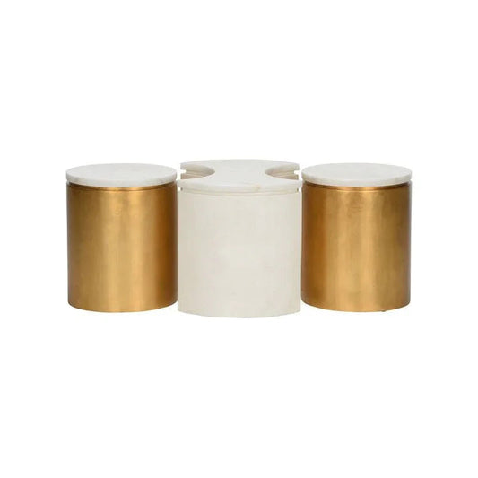 Chain Marble Top Barrel Shaped Table Set - LOOMLAN - Chelsea House - Coffee Tables