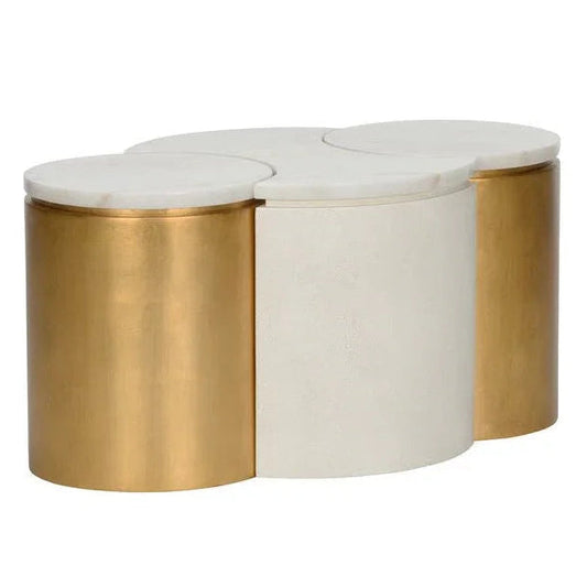 Chain Marble Top Barrel Shaped Table Set - LOOMLAN - Chelsea House - Coffee Tables