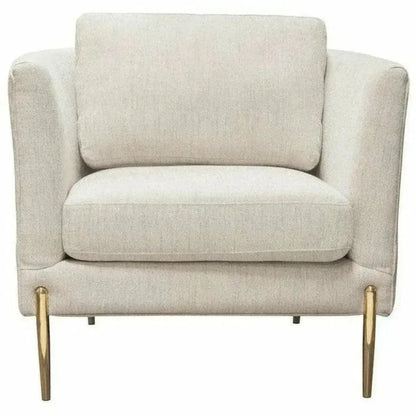 Chair in Light Cream Fabric with Gold Metal Legs - LOOMLAN - Diamond Sofa - Club Chairs