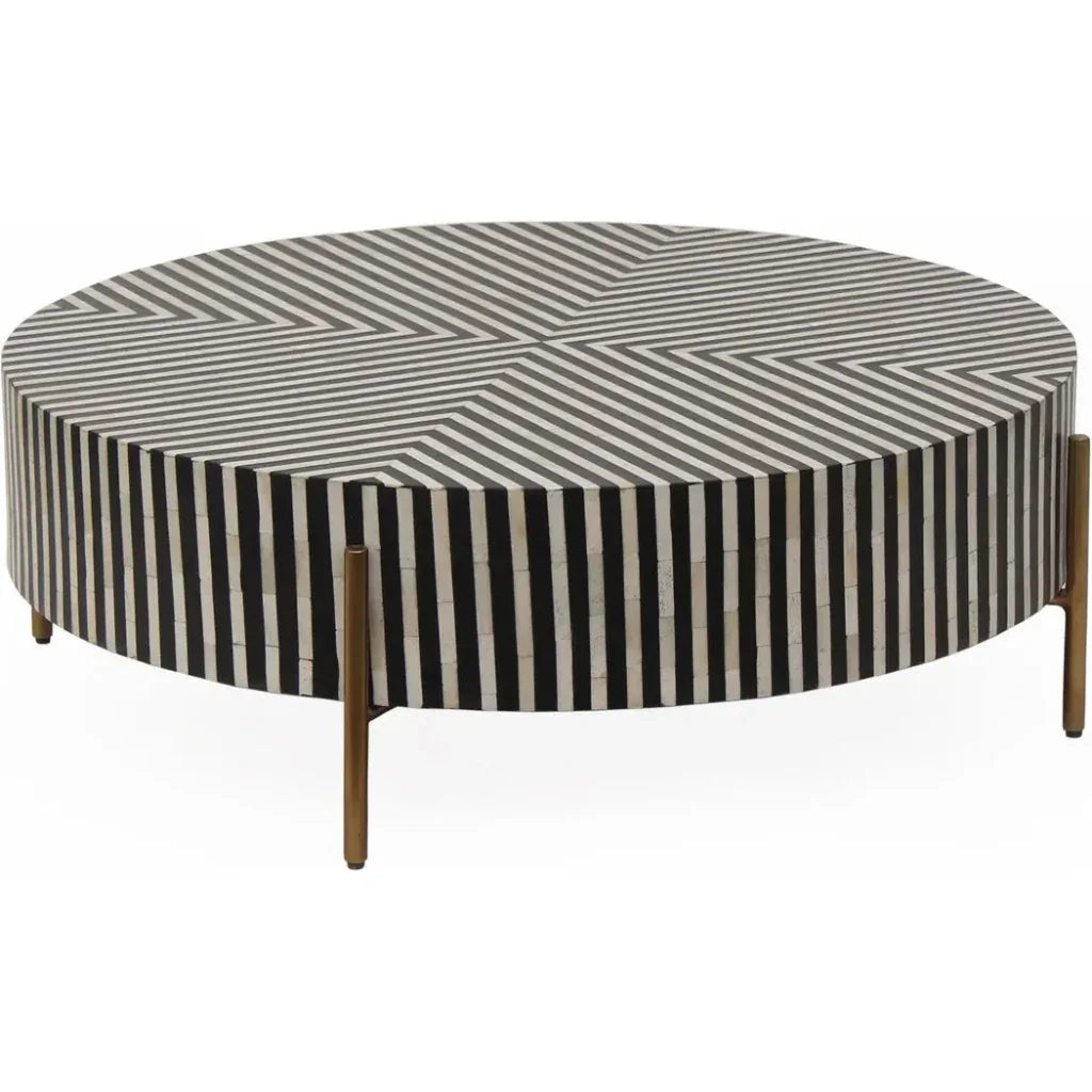 Chameau Black and White Round Coffee Table - LOOMLAN - Moe's Home - Coffee Tables