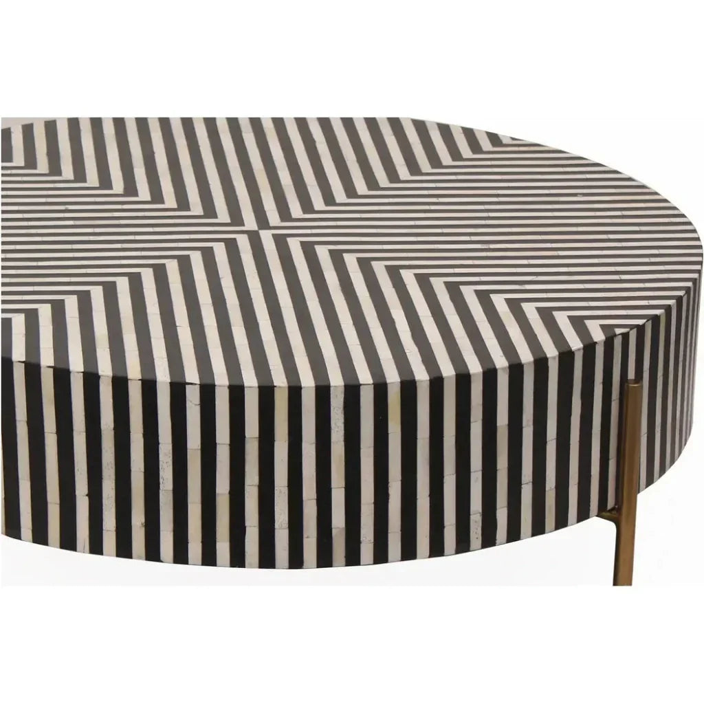 Chameau Black and White Round Coffee Table - LOOMLAN - Moe's Home - Coffee Tables