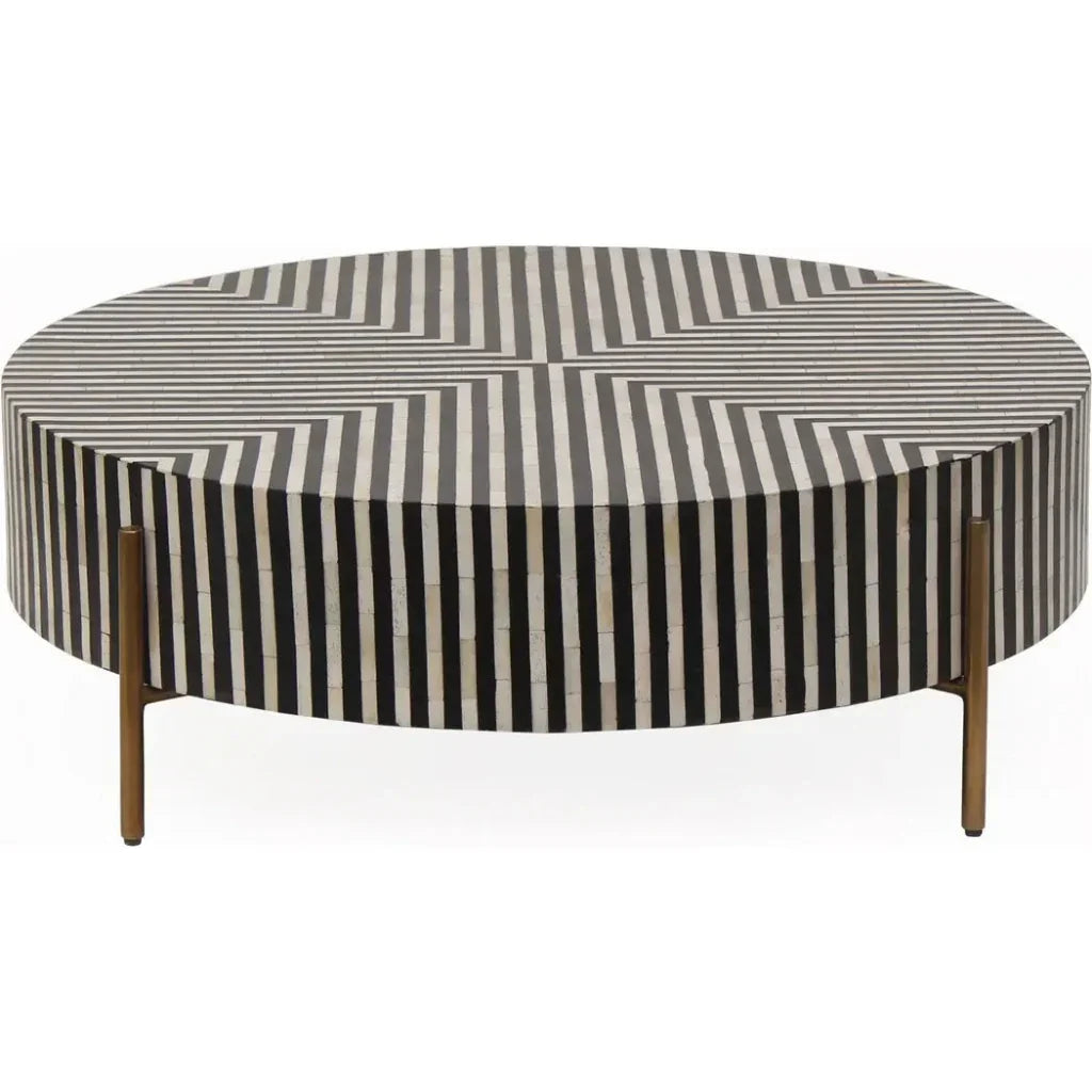 Chameau Black and White Round Coffee Table - LOOMLAN - Moe's Home - Coffee Tables