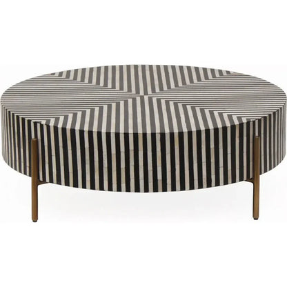 Chameau Black and White Round Coffee Table - LOOMLAN - Moe's Home - Coffee Tables