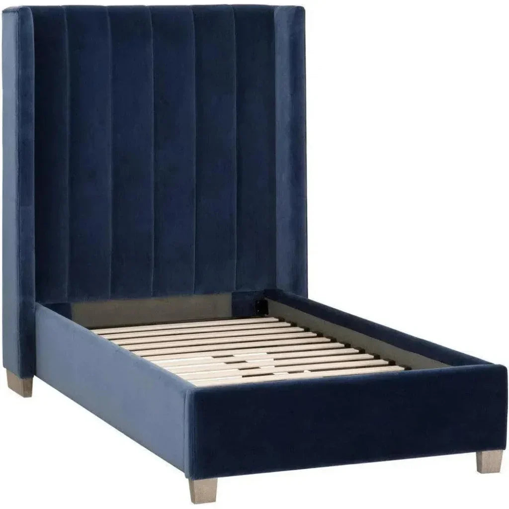 Chandler Blue Velvet Bed Frame - LOOMLAN - Essentials For Living - Beds