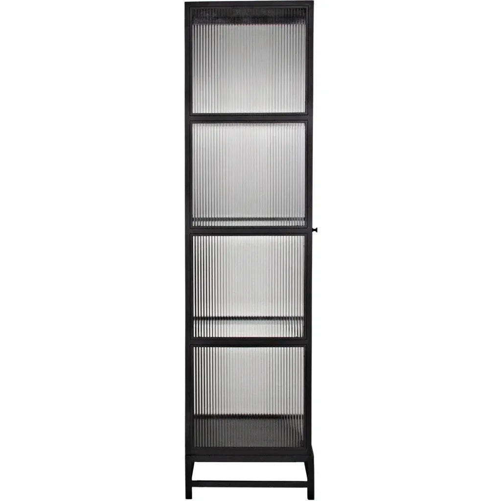 Chandler Tall Glass Display Curio Cabinet Black Metal - LOOMLAN - Noir - Bookcases