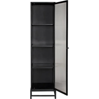 Chandler Tall Glass Display Curio Cabinet Black Metal - LOOMLAN - Noir - Bookcases