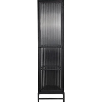 Chandler Tall Glass Display Curio Cabinet Black Metal - LOOMLAN - Noir - Bookcases