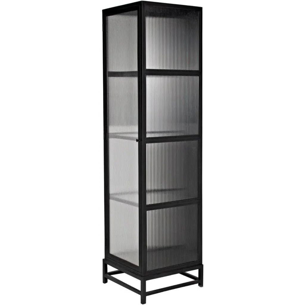 Chandler Tall Glass Display Curio Cabinet Black Metal - LOOMLAN - Noir - Bookcases
