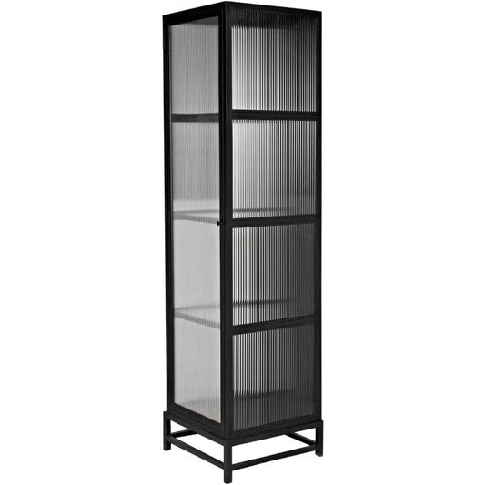 Chandler Tall Glass Display Curio Cabinet Black Metal - LOOMLAN - Noir - Bookcases