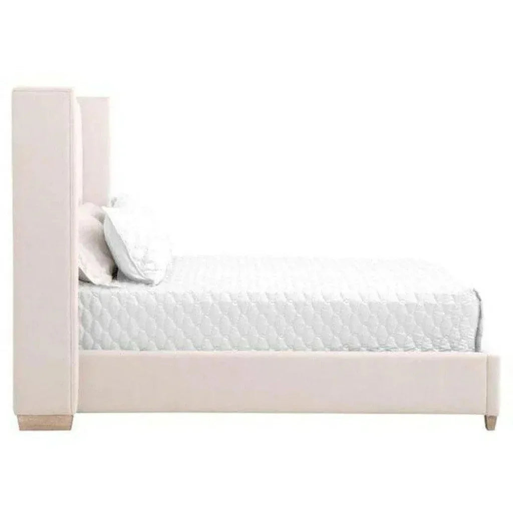 Chandler Wingback Cream Velvet Platform Bed - LOOMLAN - Essentials For Living - Beds