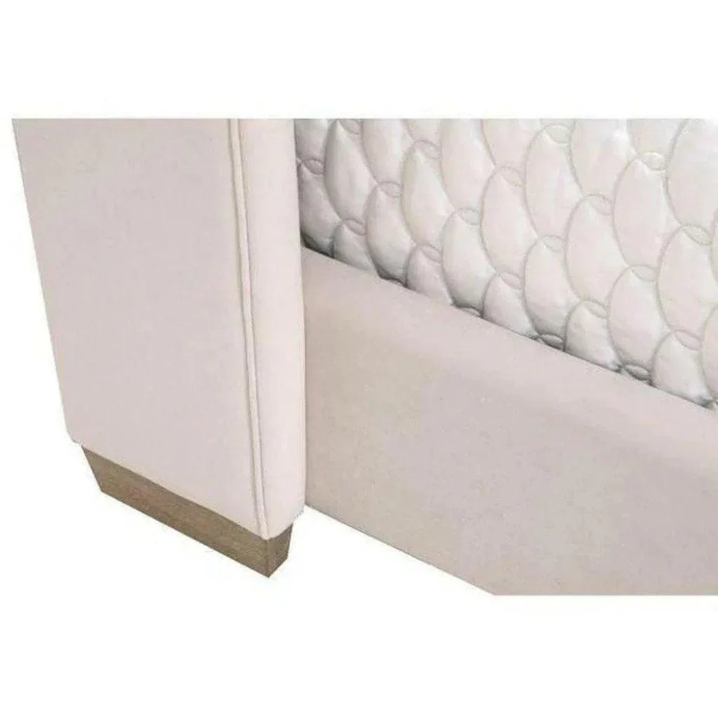 Chandler Wingback Cream Velvet Platform Bed - LOOMLAN - Essentials For Living - Beds