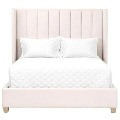 Chandler Wingback Cream Velvet Platform Bed - LOOMLAN - Essentials For Living - Beds