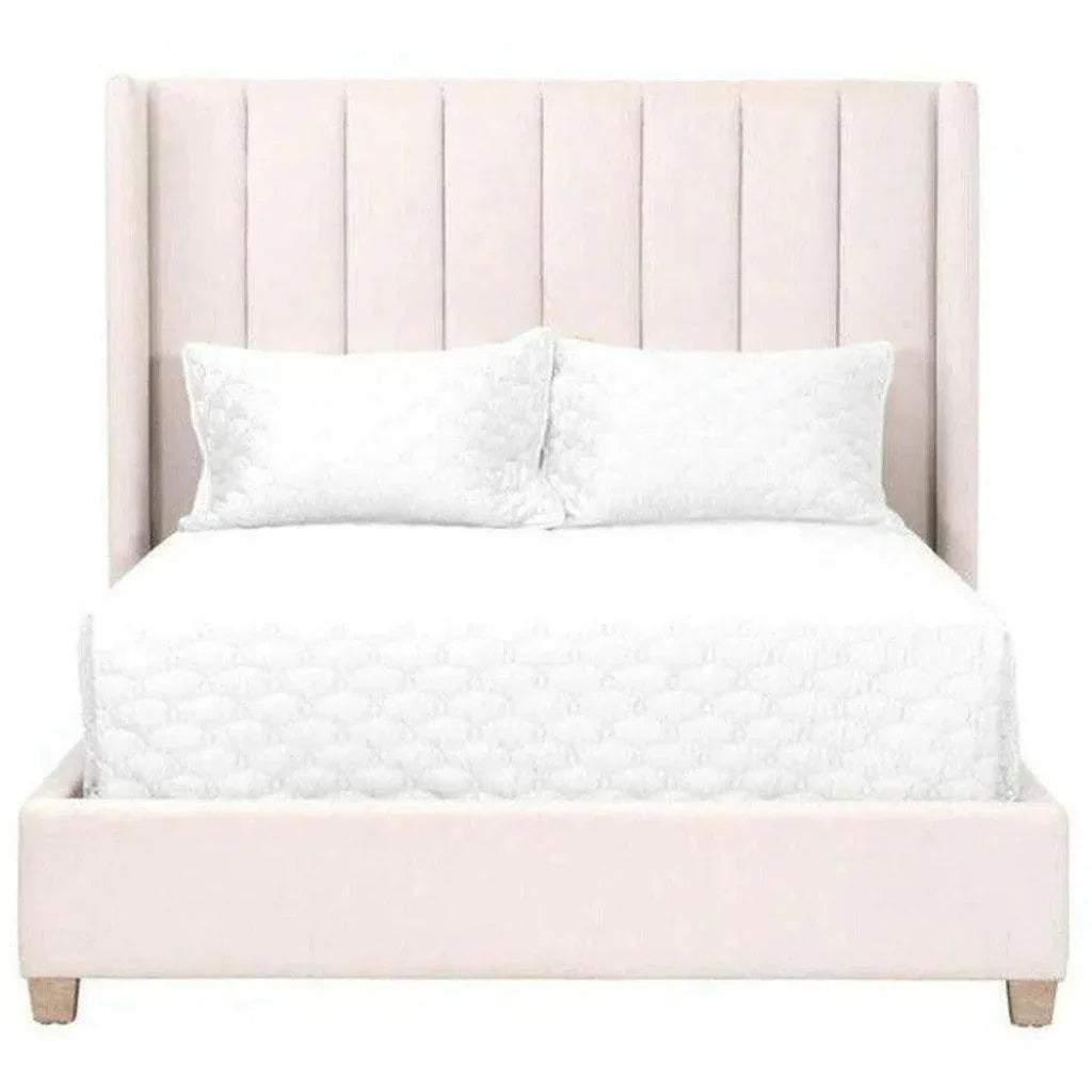 Chandler Wingback Cream Velvet Platform Bed - LOOMLAN - Essentials For Living - Beds