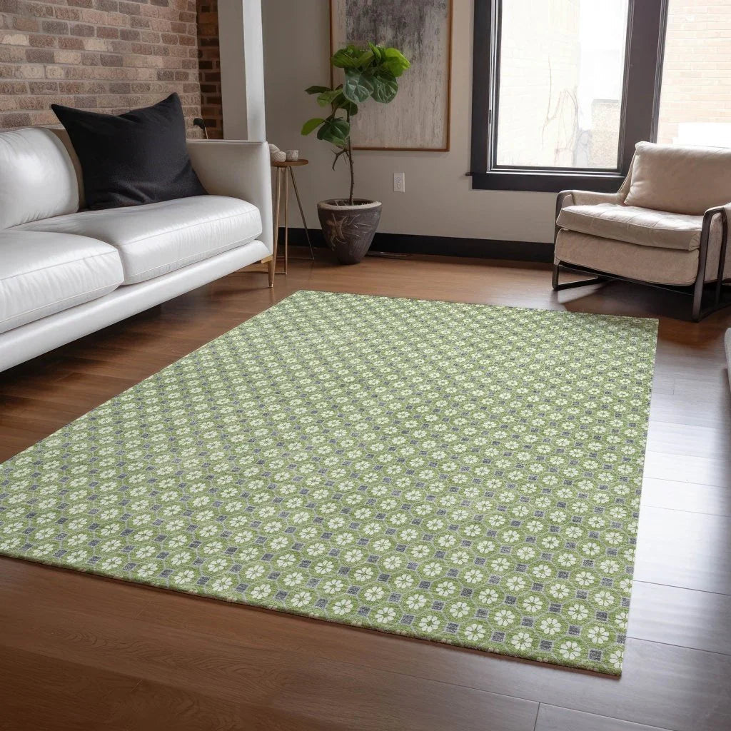 Chantelle Green Washable Indoor - Outdoor Rug - LOOMLAN - LOOMLAN Rugs - Outdoor Rugs