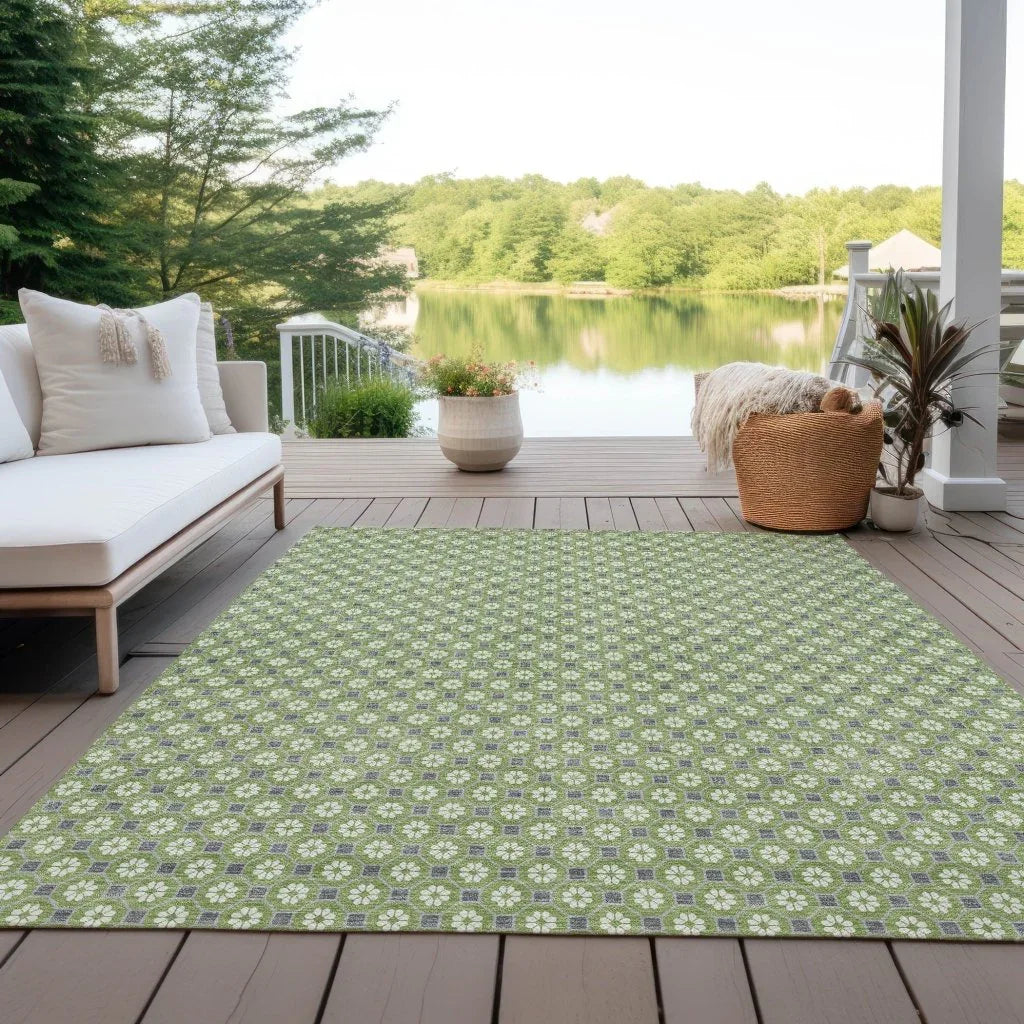 Chantelle Green Washable Indoor - Outdoor Rug - LOOMLAN - LOOMLAN Rugs - Outdoor Rugs