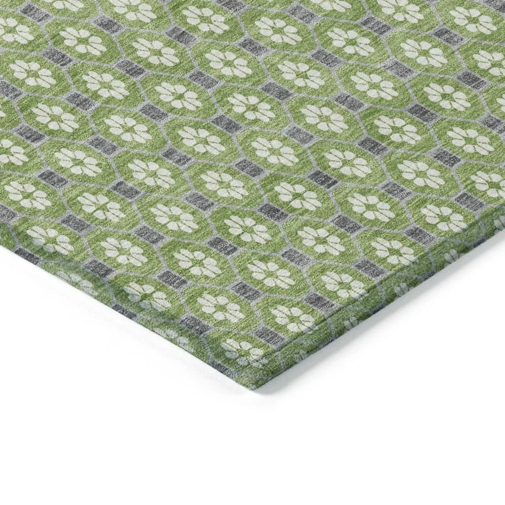 Chantelle Green Washable Indoor - Outdoor Rug - LOOMLAN - LOOMLAN Rugs - Outdoor Rugs