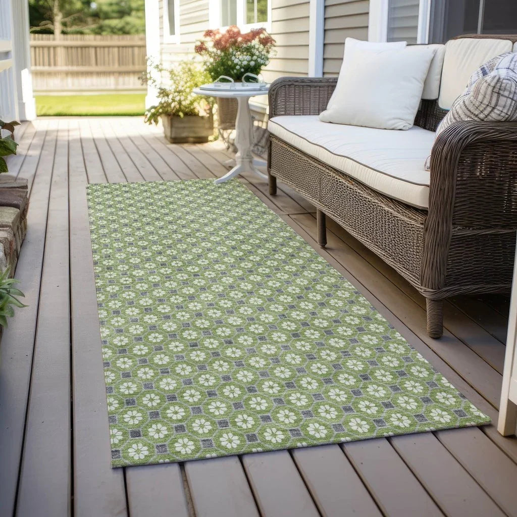 Chantelle Green Washable Indoor - Outdoor Rug - LOOMLAN - LOOMLAN Rugs - Outdoor Rugs