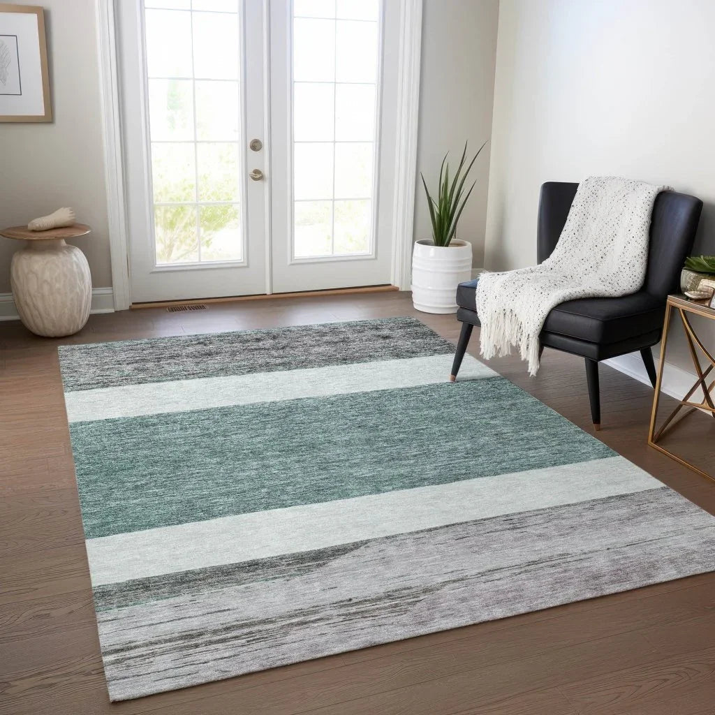 Chantissa Teal Washable Indoor - Outdoor Rug - LOOMLAN - LOOMLAN Rugs - Outdoor Rugs