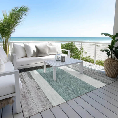 Chantissa Teal Washable Indoor - Outdoor Rug - LOOMLAN - LOOMLAN Rugs - Outdoor Rugs