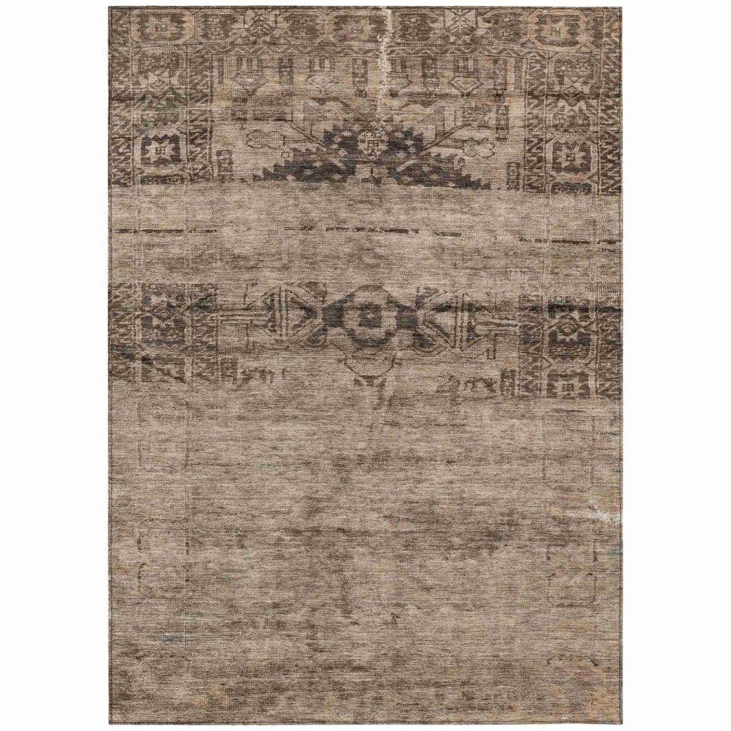 Charix Brown Washable Indoor - Outdoor Rug - LOOMLAN - LOOMLAN Rugs - Outdoor Rugs