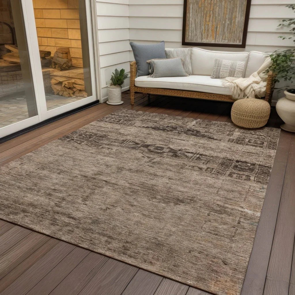 Charix Brown Washable Indoor - Outdoor Rug - LOOMLAN - LOOMLAN Rugs - Outdoor Rugs
