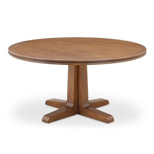 Charles Solid Pine Round Dining Table-Dining Tables-Moe's Home-Brown-LOOMLAN