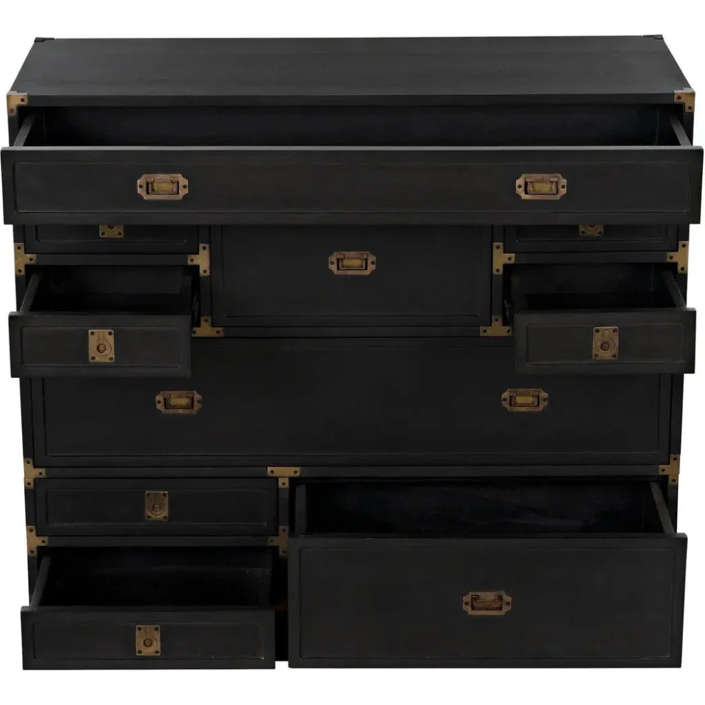 Charles Wood and Brass Black Chest - LOOMLAN - Noir - Chests