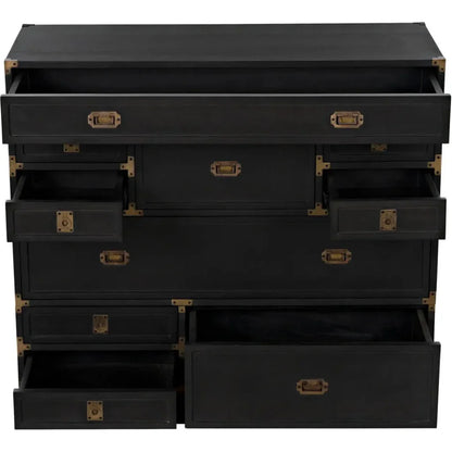 Charles Wood and Brass Black Chest - LOOMLAN - Noir - Chests