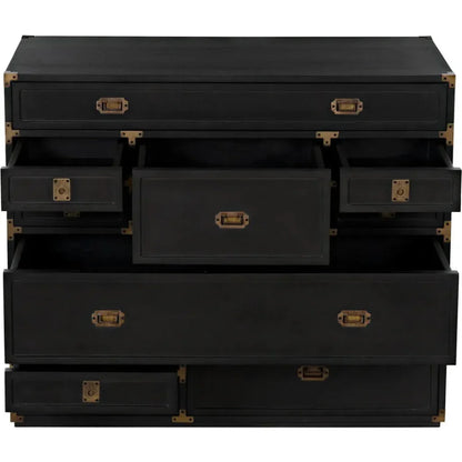 Charles Wood and Brass Black Chest - LOOMLAN - Noir - Chests