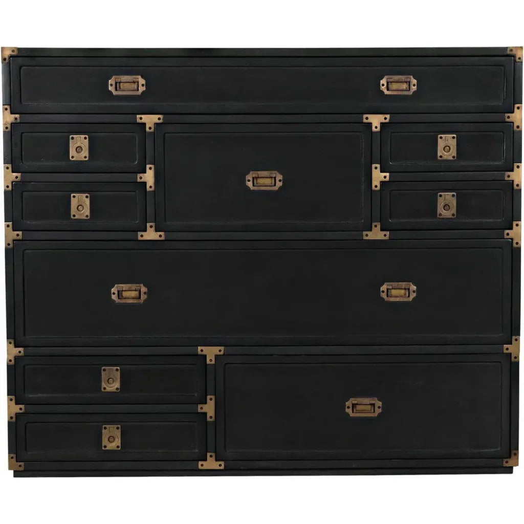 Charles Wood and Brass Black Chest - LOOMLAN - Noir - Chests