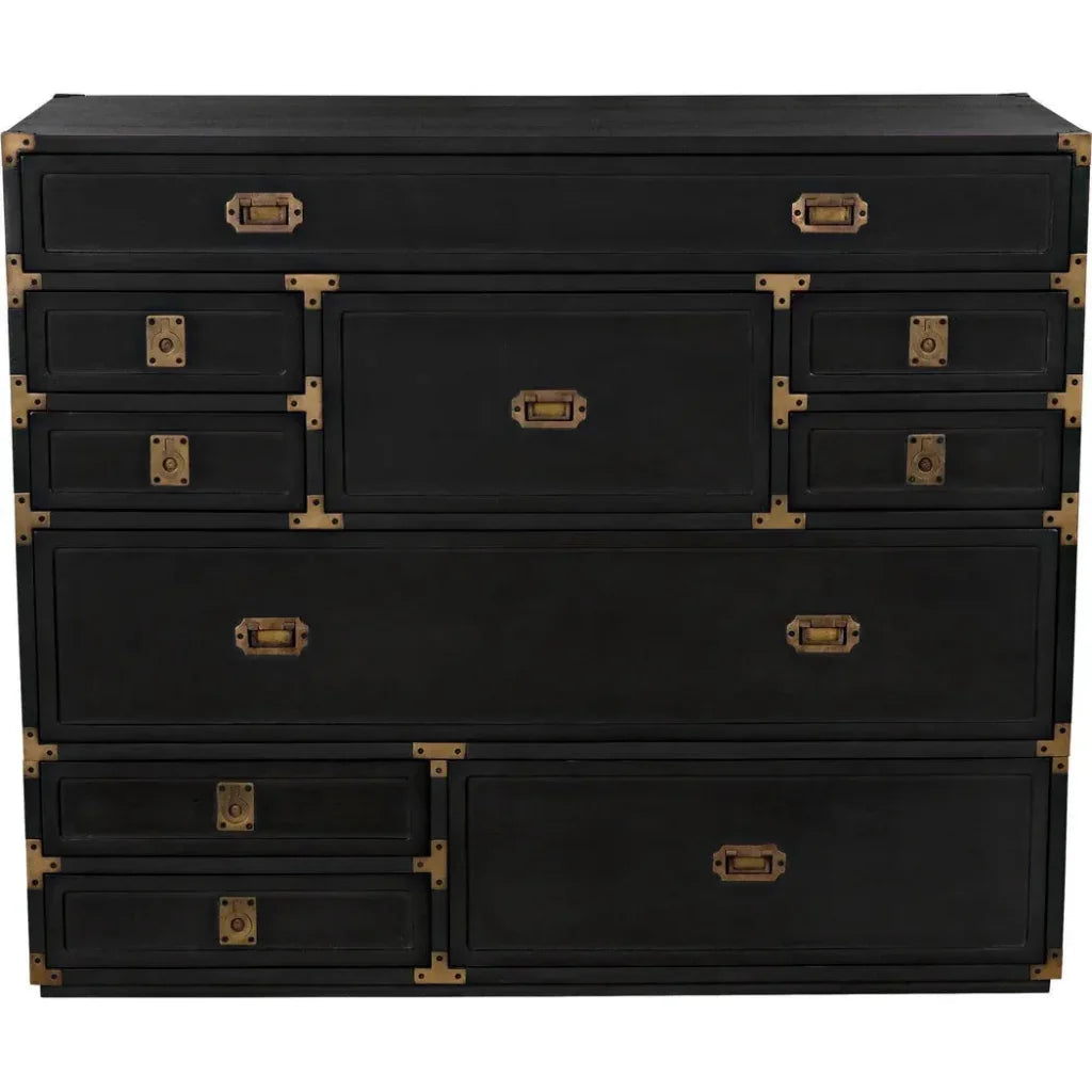 Charles Wood and Brass Black Chest - LOOMLAN - Noir - Chests