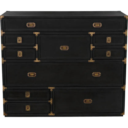 Charles Wood and Brass Black Chest - LOOMLAN - Noir - Chests