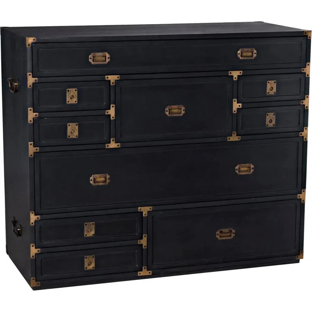 Charles Wood and Brass Black Chest - LOOMLAN - Noir - Chests