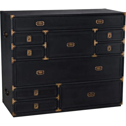 Charles Wood and Brass Black Chest - LOOMLAN - Noir - Chests